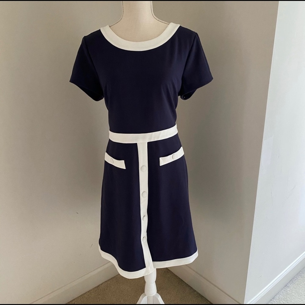 KARL LAGERFELD NAVY/WHITE MINI DRESS